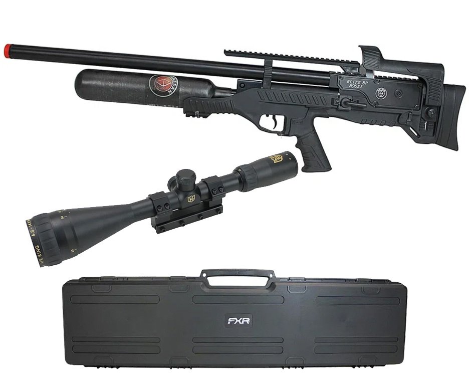 Carabina de Pressão PCP Hatsan Blitz BP Full Auto 6.35mm - Hatsan + Case + Luneta Nikko Sterling Airking 4.5-14x50