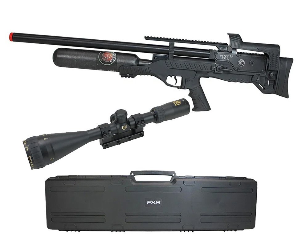 Carabina de Pressão PCP Hatsan Blitz BP Full Auto 6.35mm - Hatsan + Case + Luneta Nikko Sterling Airking 4.5-14x50