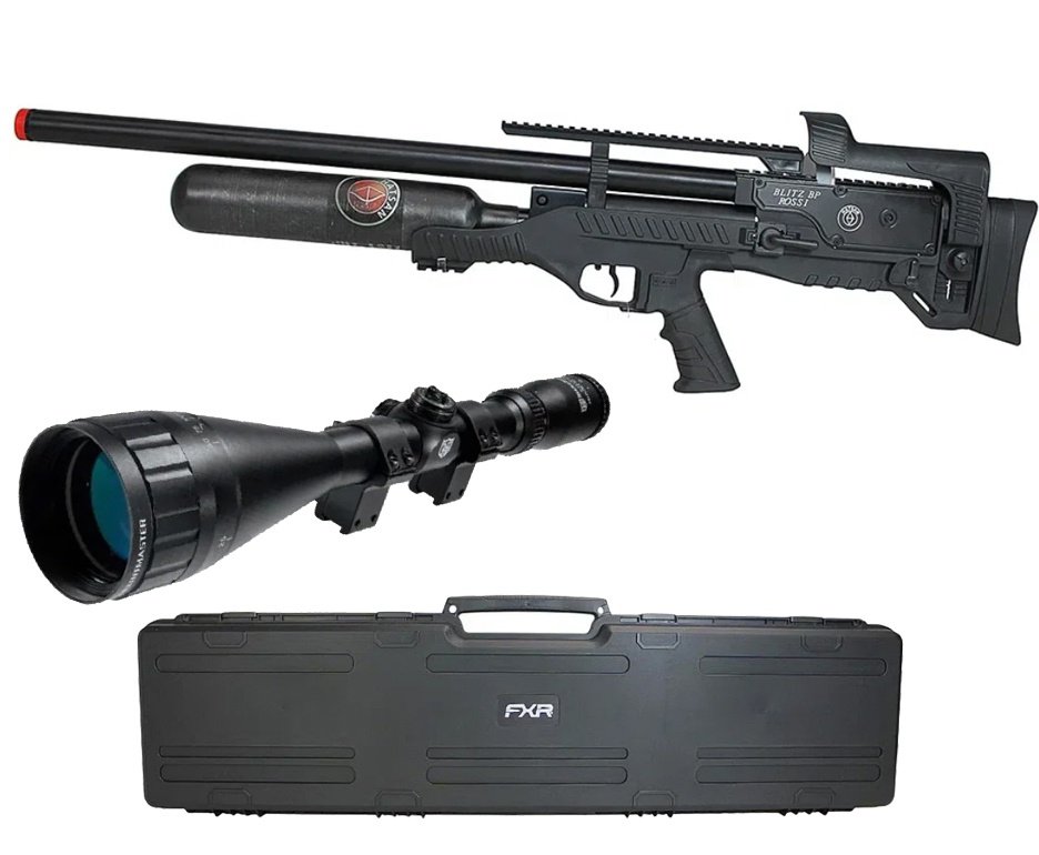 Carabina de Pressão PCP Hatsan Blitz BP Full Auto 6.35mm - Hatsan + Case + Luneta Nikko Stirling Mountmaster  4-16x50