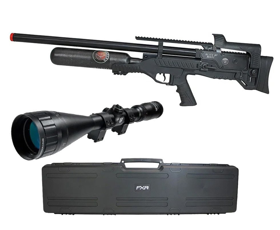Carabina de Pressão PCP Hatsan Blitz BP Full Auto 6.35mm - Hatsan + Case + Luneta Nikko Stirling Mountmaster 4-16x50