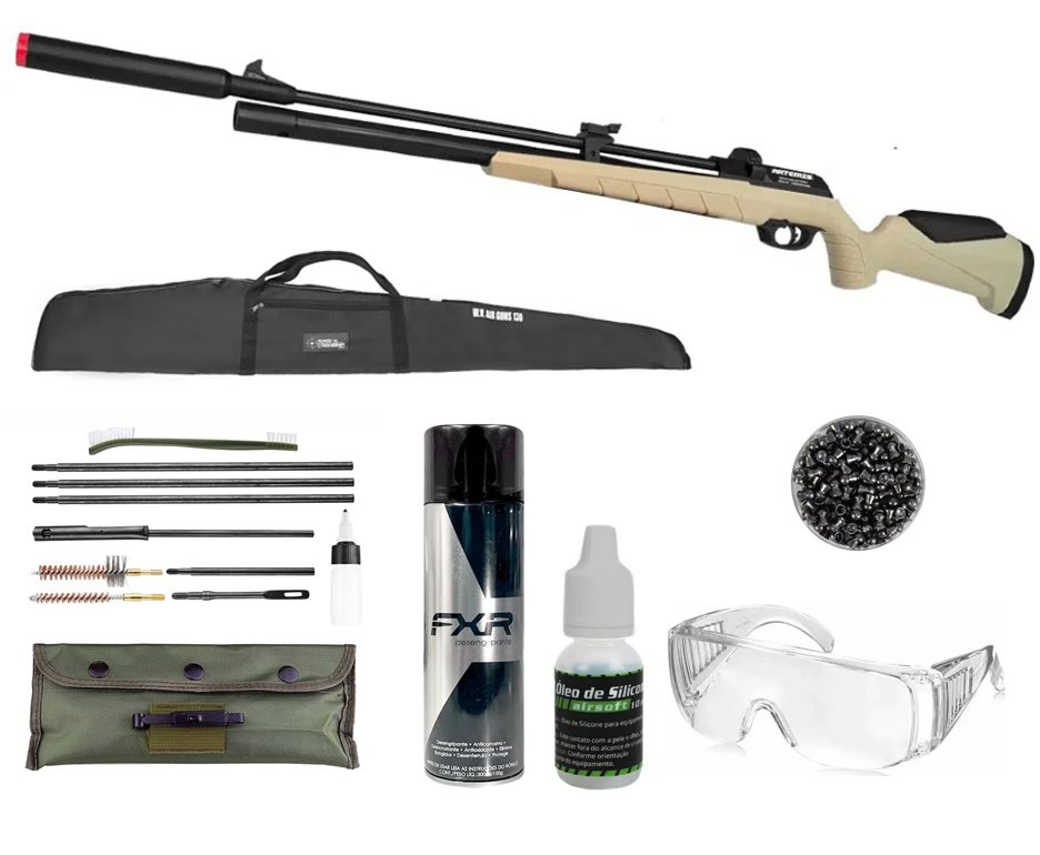 Carabina de Pressão Artemis PCP PR900T G3 Tan 5,5mm - FXR + Capa + Desengripante + Kit Limpeza + Óleo de Silicone + Chumbinho + Óculos