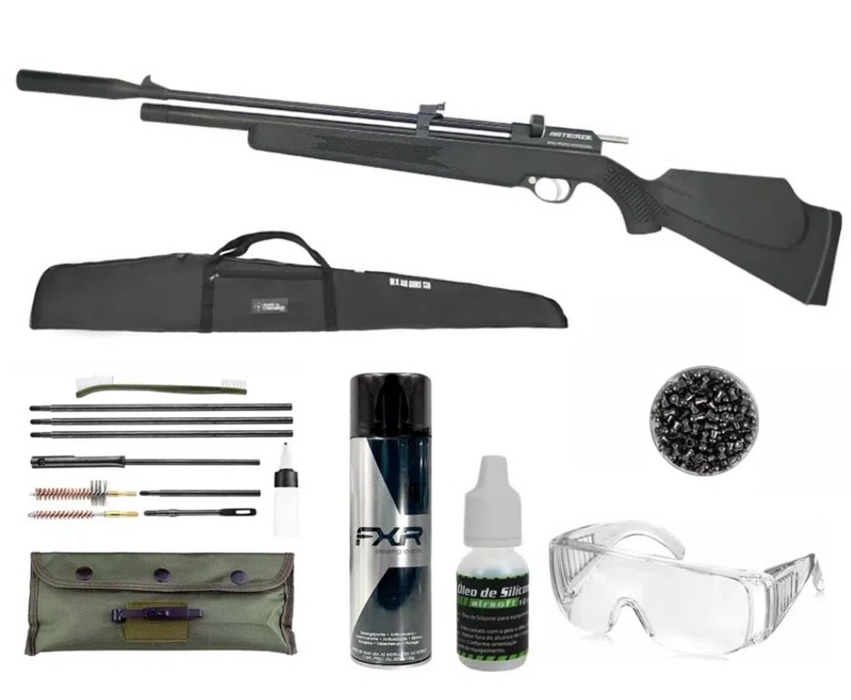 Carabina De Pressão PCP PR900S G2 Polímero 5,5mm New Generation Artemis + Capa + Desengripante + Kit Limpeza + Óleo de Silicone + Chumbinho + Óculos