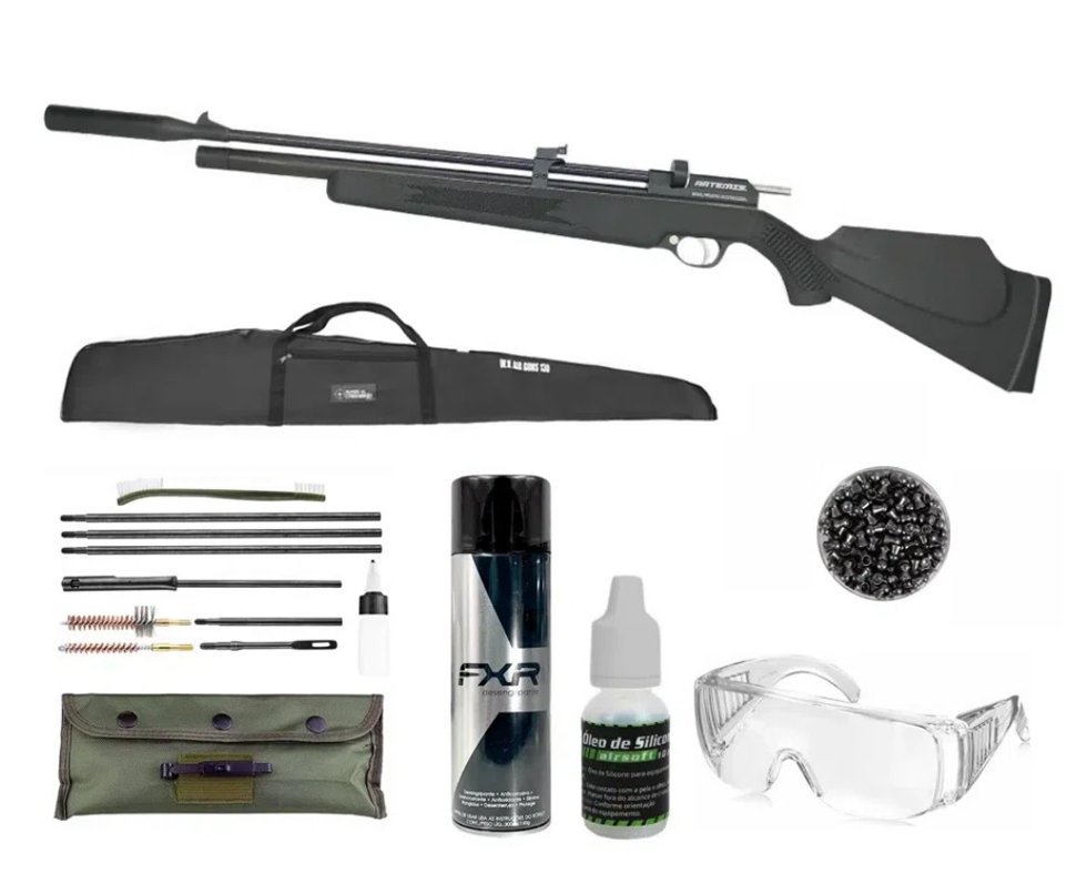 Carabina De Pressão PCP PR900S G2 Polímero 5,5mm New Generation Artemis + Capa + Desengripante + Kit Limpeza + Óleo de Silicone + Chumbinho + Óculos