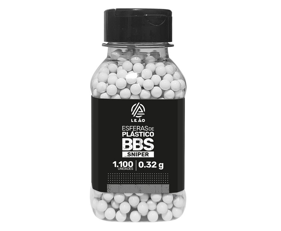 Esfera Airsoft BBs Leão 0.32g 6mm pote com 1100 bolinhas