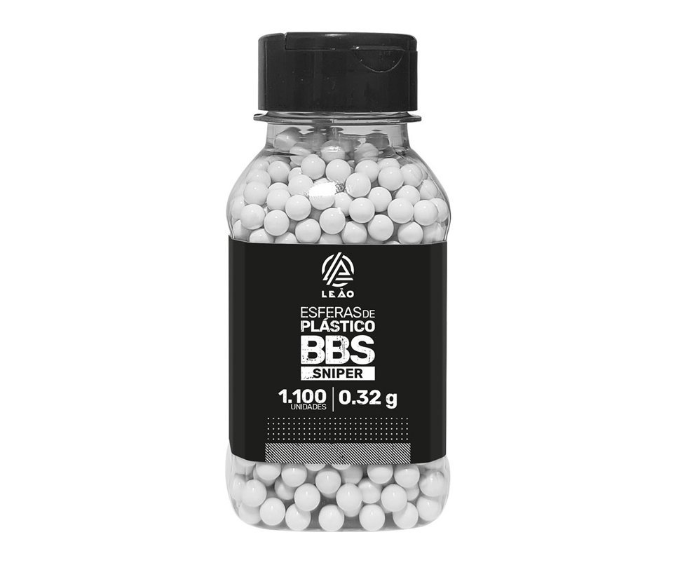 Esfera Airsoft BBs Leão 0.32g 6mm pote com 1100 bolinhas