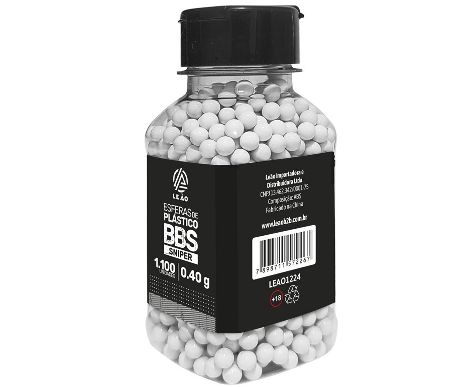Esfera Airsoft BBs Leao 0,40g 6,0mm Pacote com 1100un - Leão Modelismo