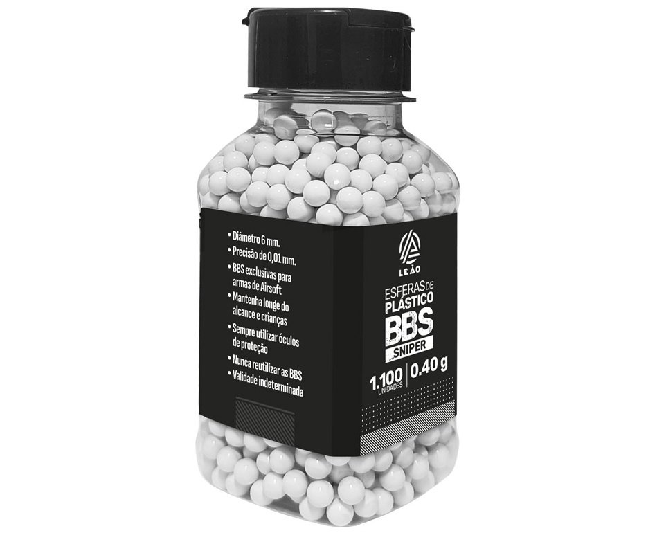 Esfera Airsoft BBs Leao 0,40g 6,0mm Pacote com 1100un - Leão Modelismo