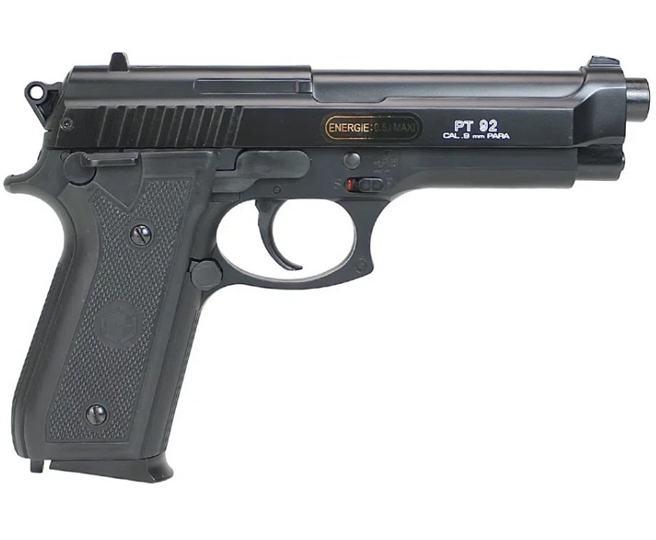 Pistola de Pressão Spring PT92 Metal Slide Aluminio 6,0mm - KWC + Alvos + BBS + Case + Óleo