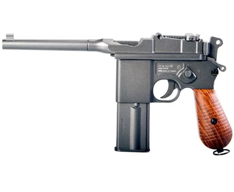 Pistola de Pressão CO2 Mauser 4.5 Full Metal Blowback - KWC Rossi + Alvos + Co2 + BBS
