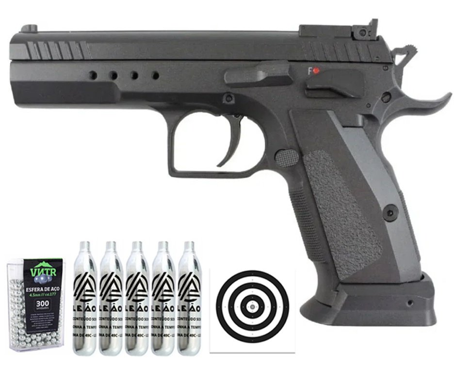 Pistola de Pressão CO2 Tanfoglio 4.5 Full Metal Blowback - KWC Rossi + Alvos + BBS + Co2