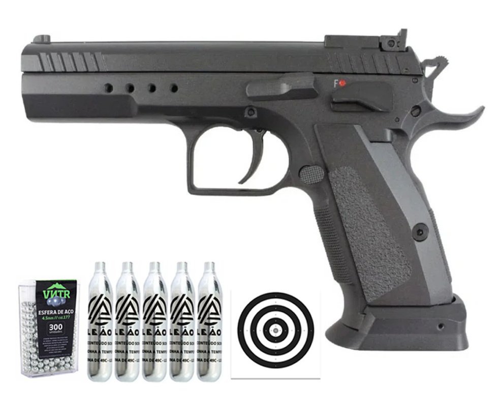 Pistola de Pressão CO2 Tanfoglio 4.5 Full Metal Blowback - KWC Rossi + Alvos + BBS + Co2