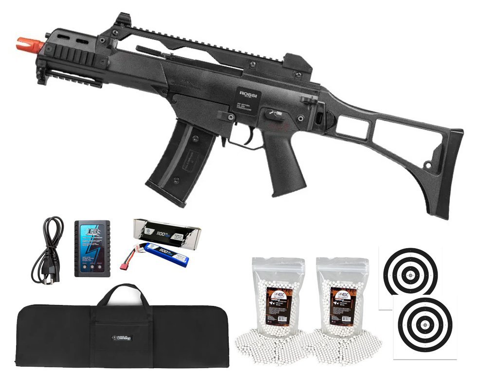 Rifle de Airsoft AEG Neptune G36 6mm - Rossi + Alvos + Bateria + Carregador + BBS + Capa