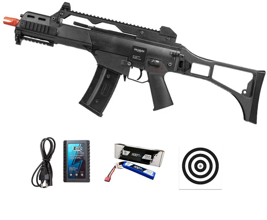 Rifle de Airsoft AEG Neptune G36 6mm - Rossi + Alvos + Bateria + Carregador