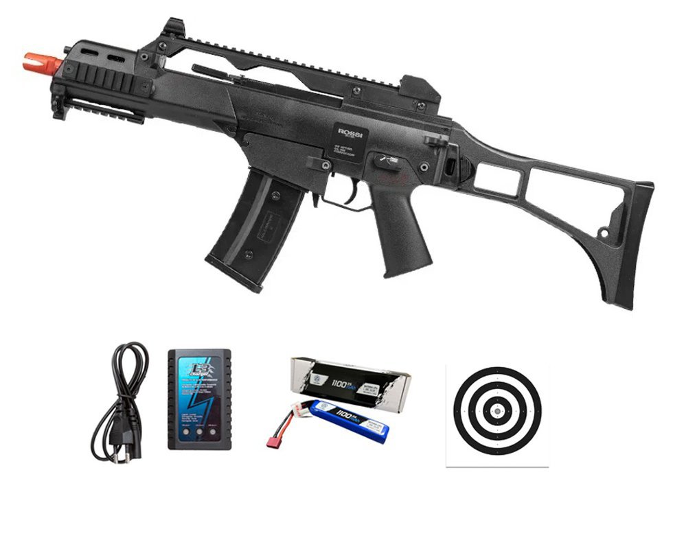 Rifle de Airsoft AEG Neptune G36 6mm - Rossi + Alvos + Bateria + Carregador