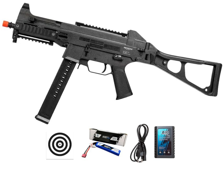Rifle de Airsoft Neptune UMP AEG 6mm - Rossi + Alvos + Bateria + Carregador
