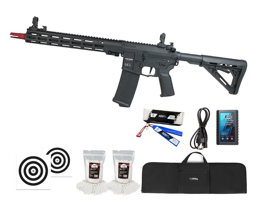Rifle de Airsoft Neptune Shadow MK16 URG-I 13,5" AEG 6mm - Rossi + Alvos + Bateria + Carregador + BBS + Capa