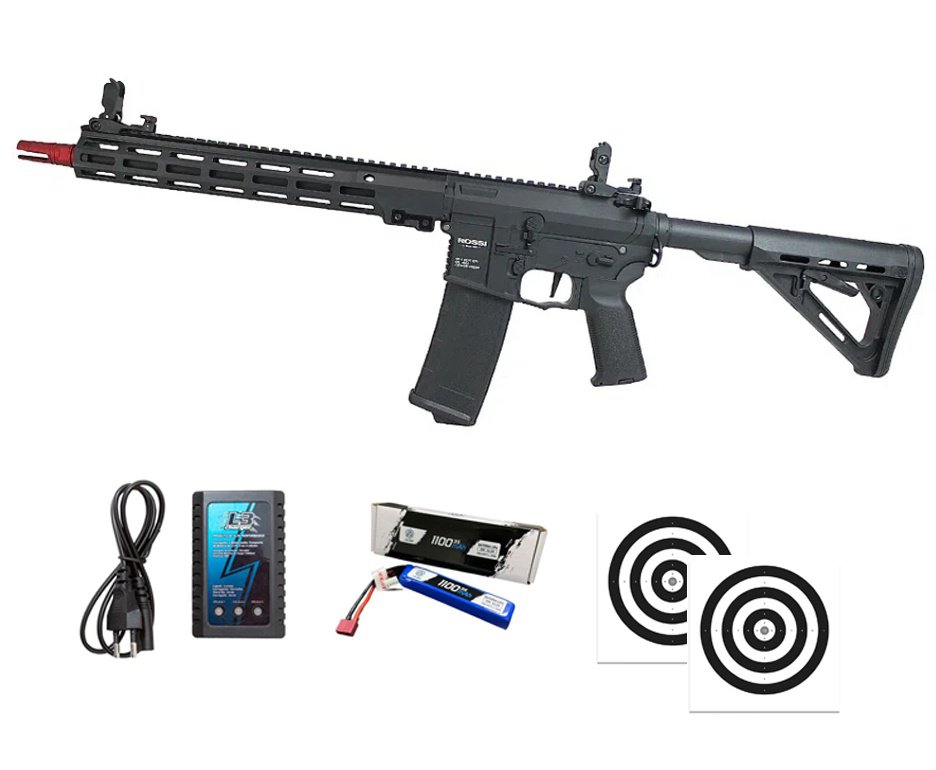Rifle de Airsoft Neptune Shadow MK16 URG-I 13,5" AEG 6mm - Rossi + Alvos + Bateria + Carregador