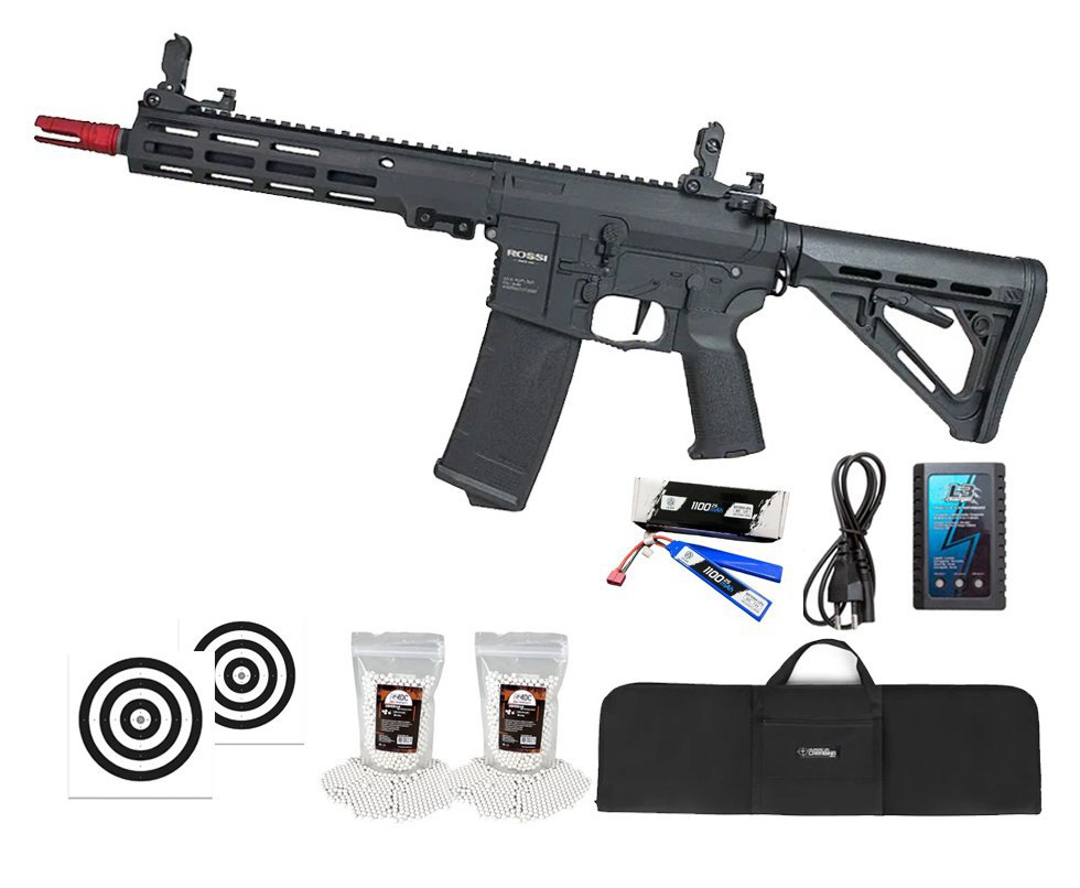 Rifle de Airsoft Neptune Shadow MK16 URG-I 9,5" AEG 6mm - Rossi + Alvos + Bateria + Carregador + BBS + Capa