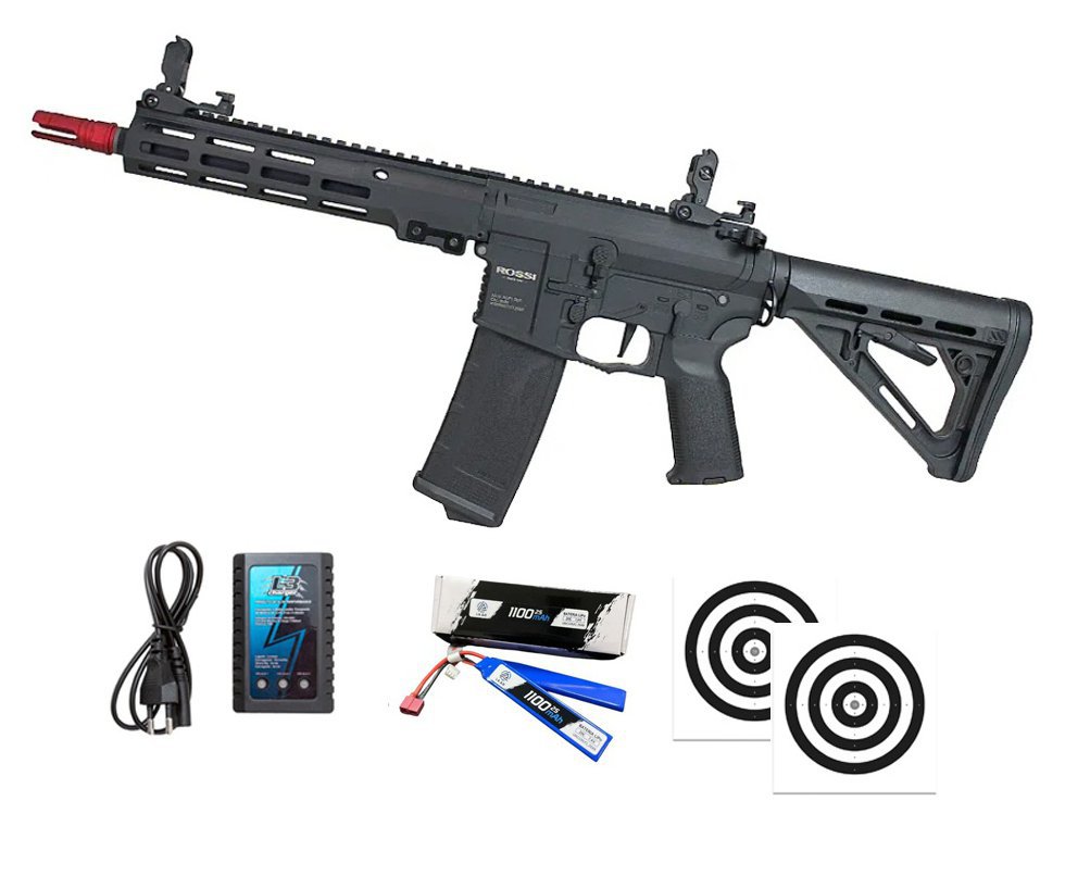 Rifle de Airsoft Neptune Shadow MK16 URG-I 9,5" AEG 6mm - Rossi + Alvos + Bateria + Carregador