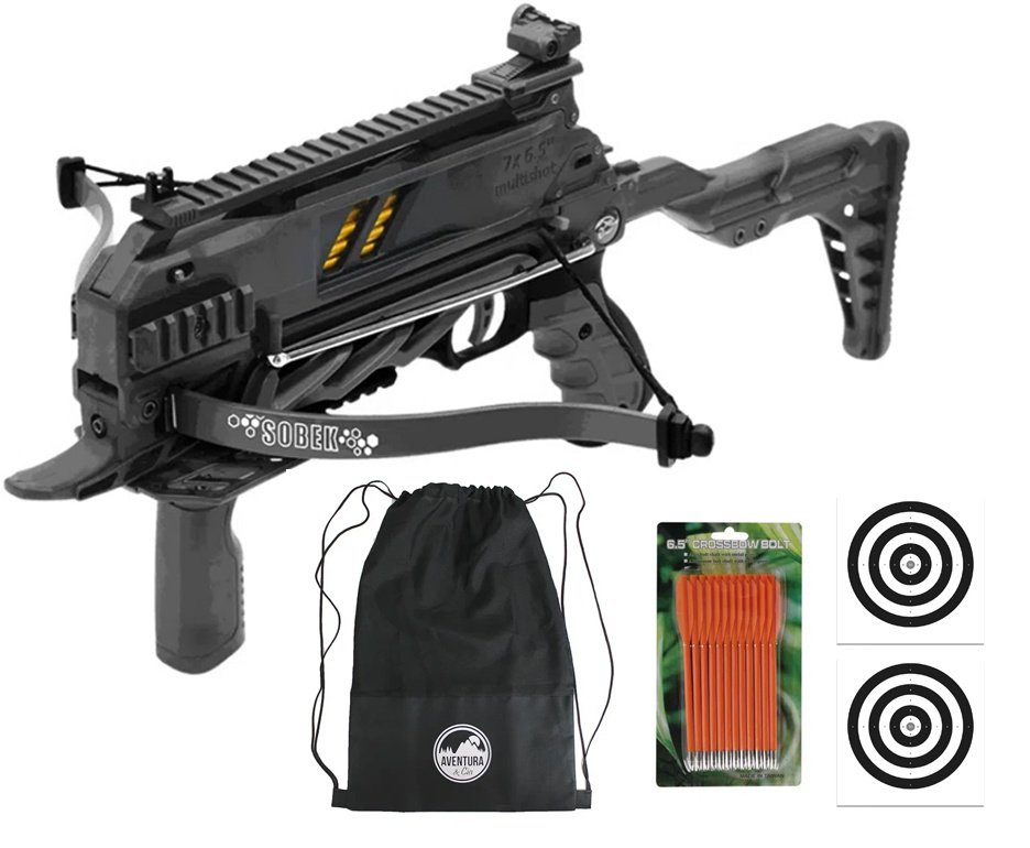 Balestra Besta MK-TCS3-BK 80 Libras com carregador 7 setas - Man Kung + Alvos + Kit Setas + Mochila/Capa