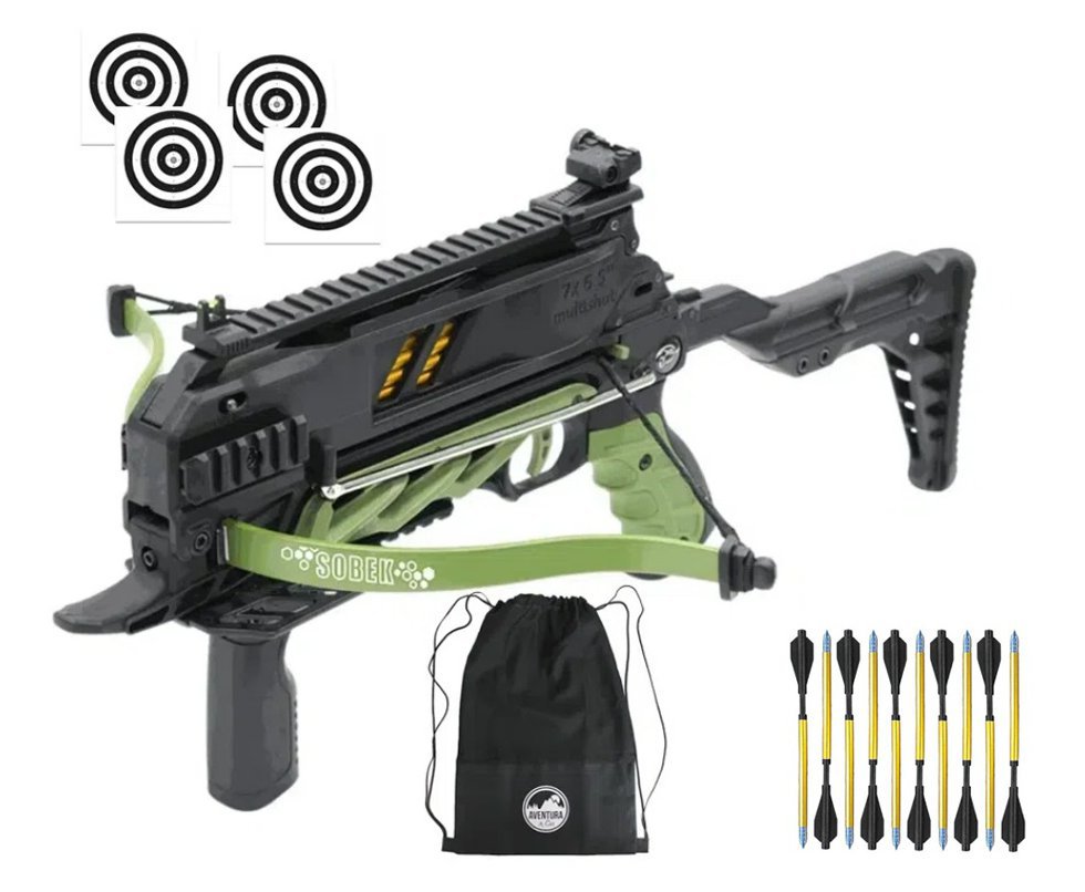 Balestra Besta MK-TCS3-G 80 Libras com carregador 7 setas - Man Kung + Alvos + Kit Setas + Mochila/Capa