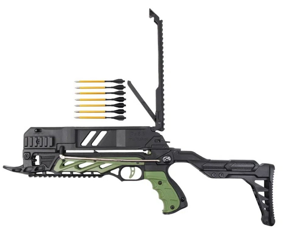 Balestra Besta MK-TCS3-G 80 Libras com carregador 7 setas - Man Kung + Alvos + Kit Setas + Mochila/Capa