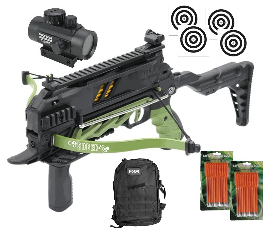 Balestra Besta MK-TCS3-G 80 Libras com carregador 7 setas - Man Kung + Alvos + Red Dot + Kit Setas + Mochila Tática Assault 32L