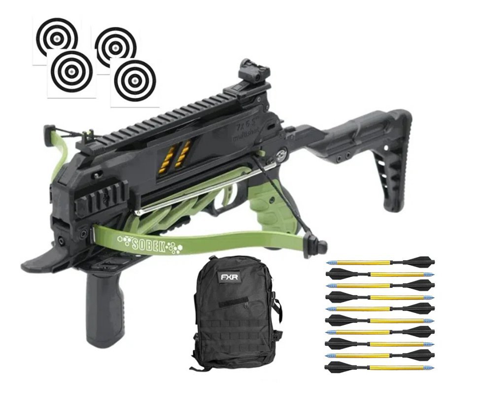 Balestra Besta MK-TCS3-G 80 Libras com carregador 7 setas - Man Kung + Alvos + Kit Setas + Mochila Tática Assault 32L