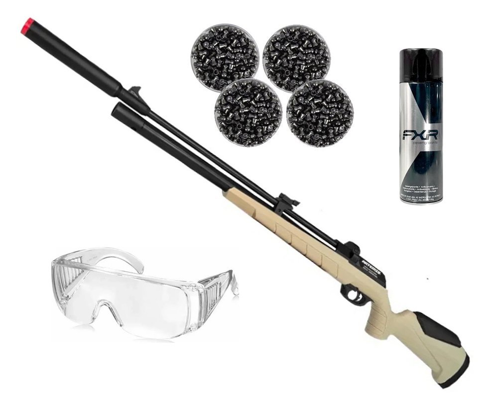 Carabina de Pressão Artemis PCP PR900T G3 Tan 5,5mm - FXR + Desengripante / Anticorrosivo + Chumbos + Óculos