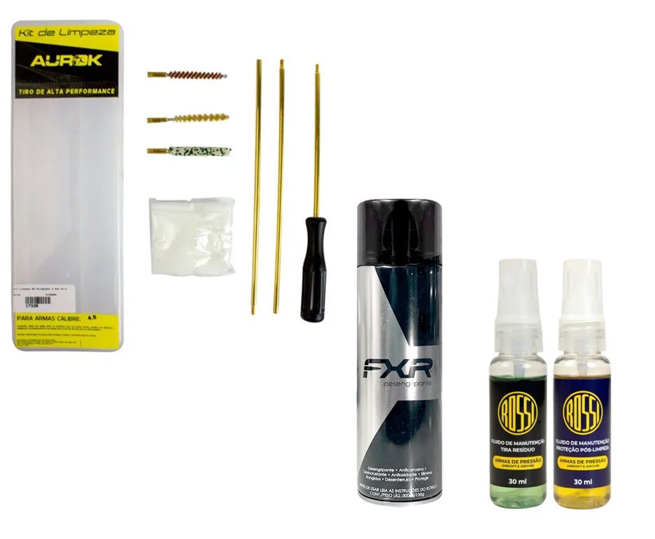 Desengripante / Anticorrosivo multiuso 300ml- FXR + Kit Fluidos + Kit Limpeza Aurok 4,5