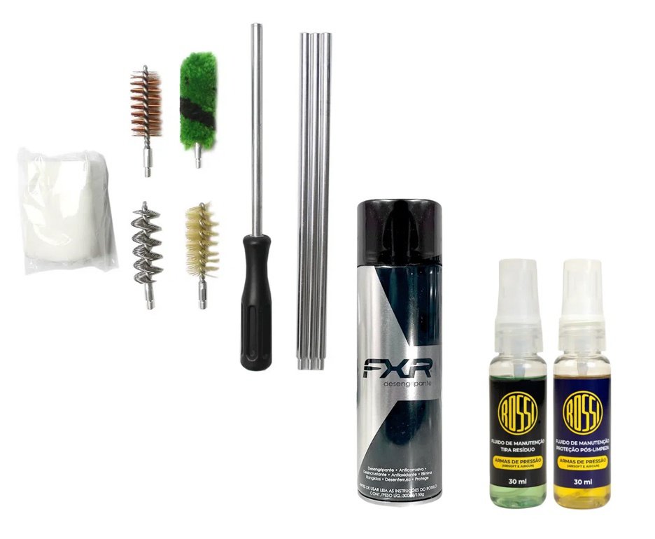 Desengripante / Anticorrosivo multiuso 300ml- FXR + Kit Fluidos + Kit Limpeza Aurok Calibre 12