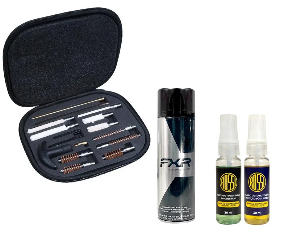 Desengripante / Anticorrosivo multiuso 300ml- FXR + Kit Fluidos + Kit Limpeza FXR para Armas Curtas