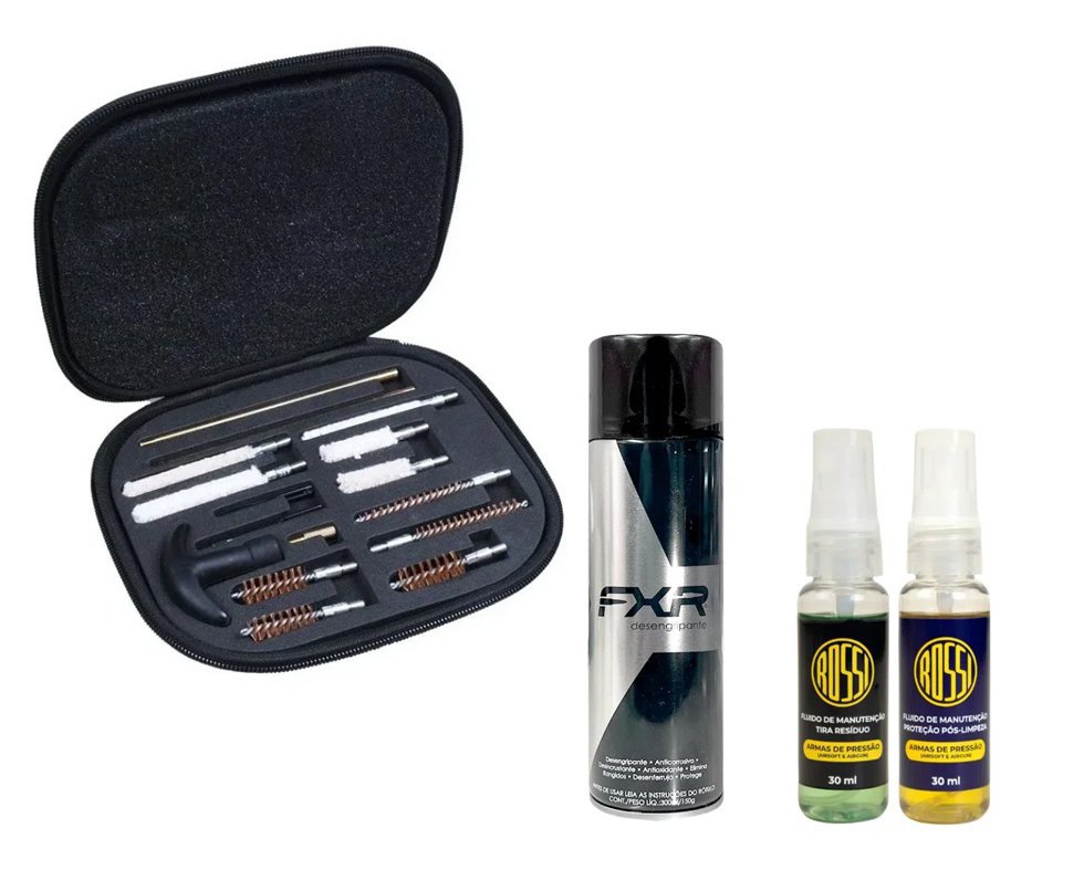 Desengripante / Anticorrosivo multiuso 300ml- FXR + Kit Fluidos + Kit Limpeza FXR para Armas Curtas