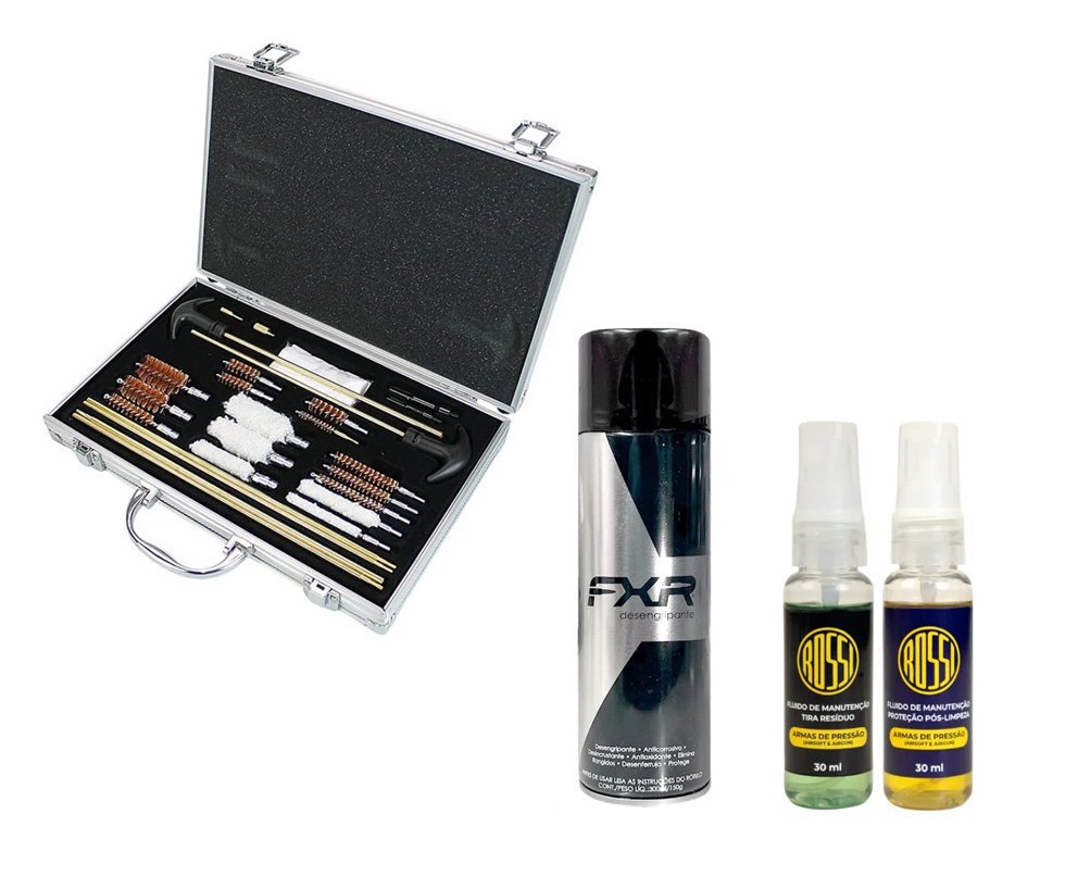 Desengripante / Anticorrosivo multiuso 300ml- FXR + Kit Fluidos + Kit Limpeza FXR Premium para carabinas, rifles e pistolas