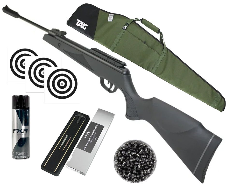 Carabina De Pressão Black Hawk Gas Ram 70kg 5.5mm Artemis + Capa + Alvos + Desengripante / Anticorrosivo + Kit de Limpeza + Chumbinho