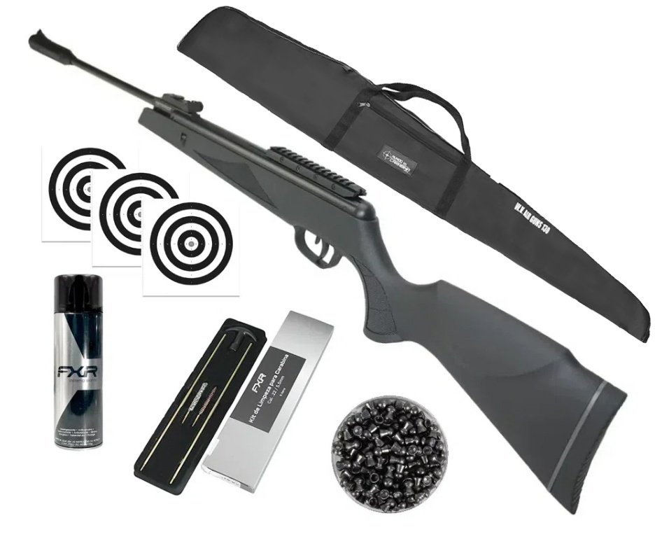 Carabina De Pressão Black Hawk Gas Ram 70kg 5.5mm Artemis + Capa + Alvos + Desengripante / Anticorrosivo + Kit de Limpeza + Chumbinho