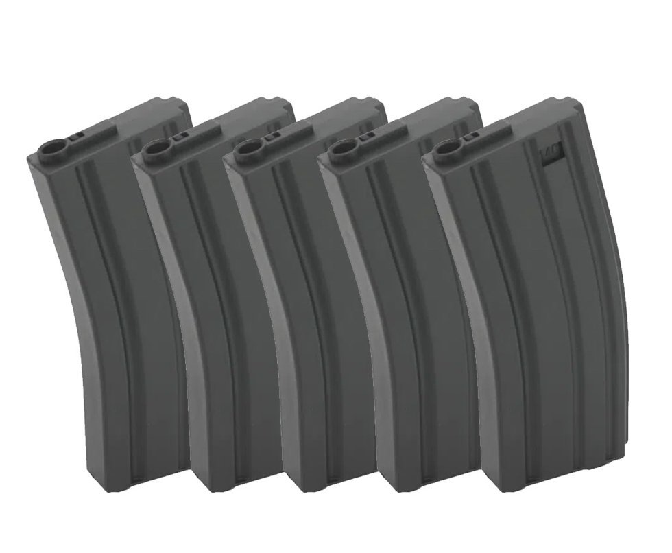 Kit 5 Magazines Para Rifle Airsoft M4 Mid-cap 100 bbs Polimero