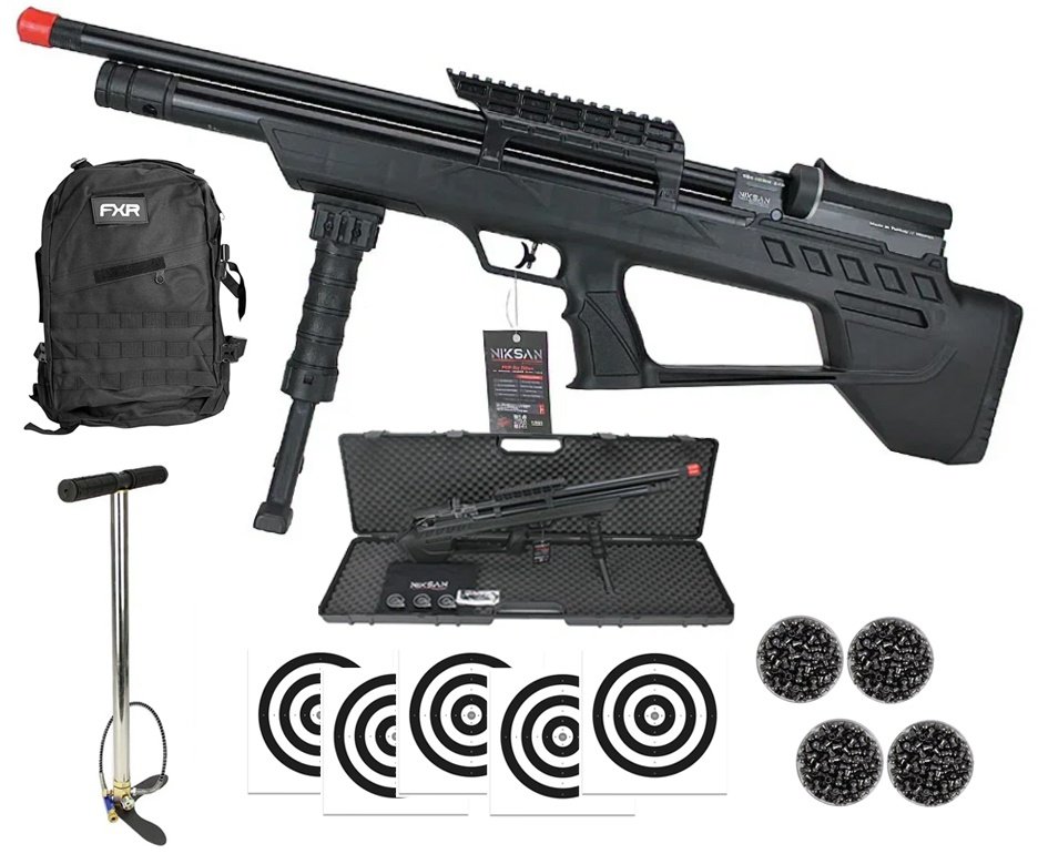 Carabina de Pressão PCP ELF S 5,5mm - Niksan + Bomba + Chumbo + Alvos + Mochila Tática FXR