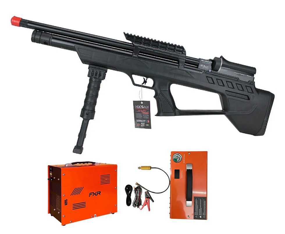 Carabina de Pressão PCP ELF S 5,5mm - Niksan + Compressor Portátil Trivolt Auto Stop 2 Coolers