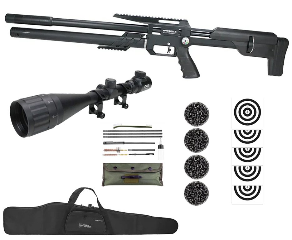 Carabina PCP Artemis M60 Bull Pup 5.5 Slayer Black 20 Tiros - FXR Artemis + Bomba + Luneta 4-16x50 + Kit de Limpeza + Desengripante + Kit fluidos + Chumbos + Alvos + Capa