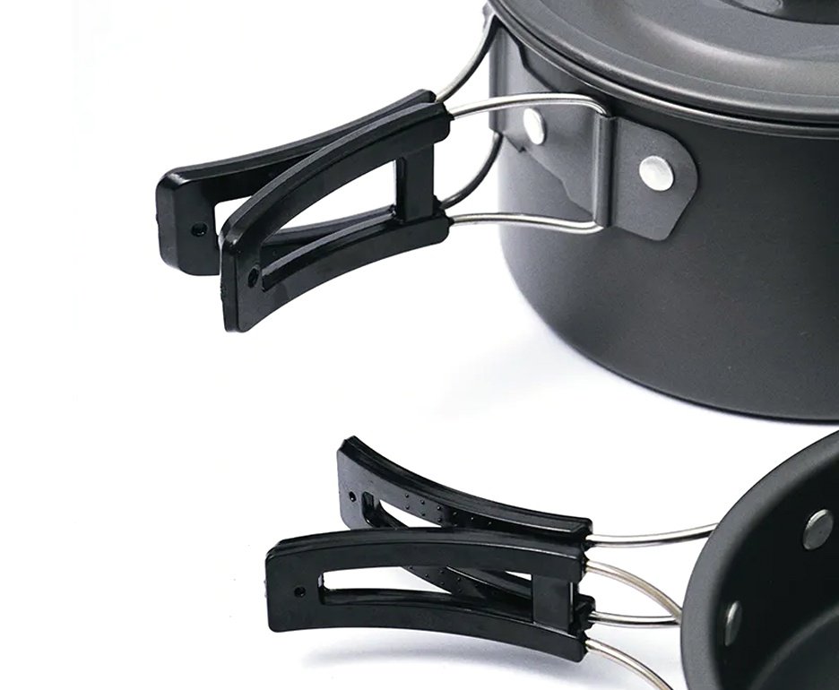 Conjunto de Panelas Camping Hawapi com Chaleira Ultraleve - Verde Limão