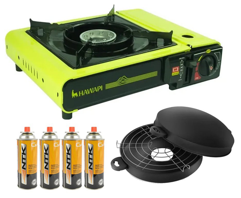 Fogareiro de Mesa Hawapi 3200WF - Verde Limão + Refil Gas + Grill
