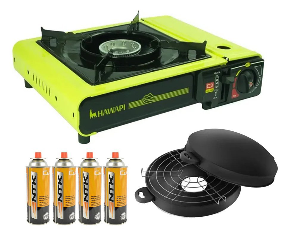 Fogareiro de Mesa Hawapi 3200WF - Verde Limão + Refil Gas + Grill