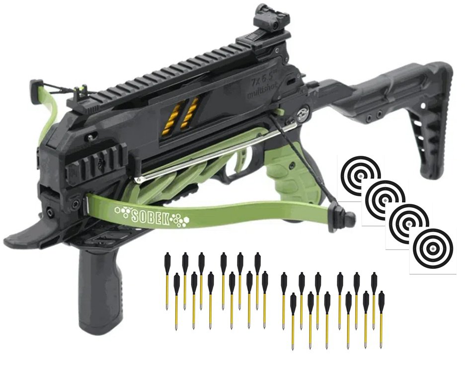 Balestra Besta MK-TCS3-G 80 Libras com carregador 7 setas - Man Kung + Alvos + Kit Setas