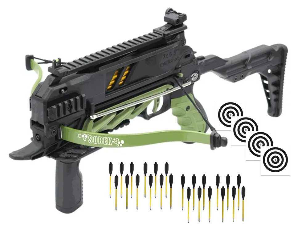 Balestra Besta MK-TCS3-G 80 Libras com carregador 7 setas - Man Kung + Alvos + Kit Setas