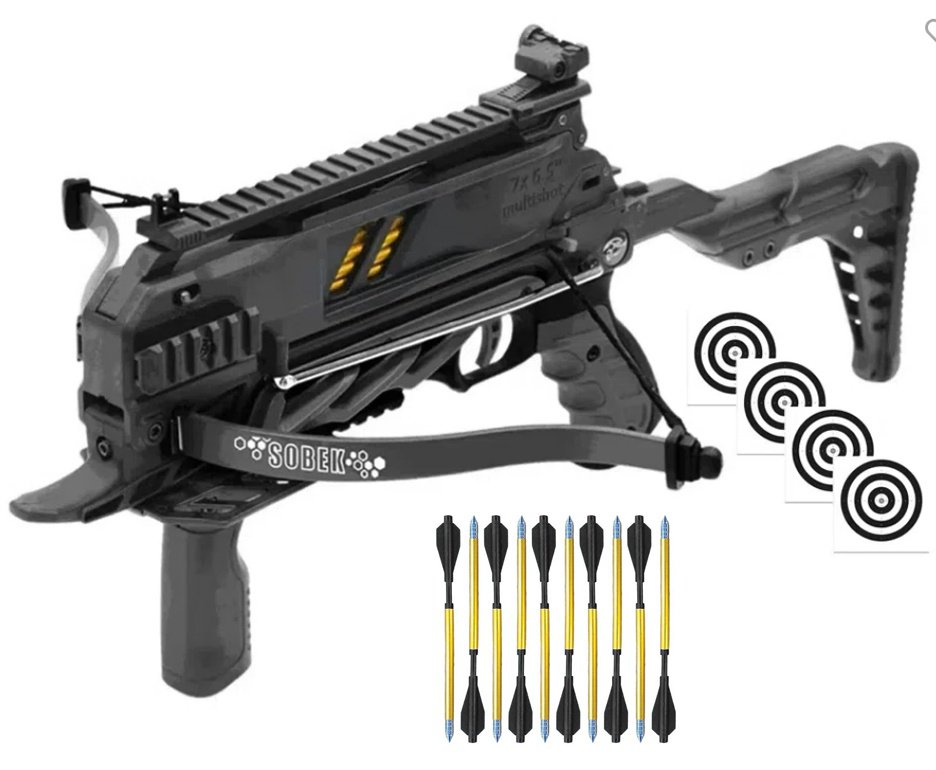 Balestra Besta MK-TCS3-BK 80 Libras com carregador 7 setas - Man Kung + Alvos + Kit Setas