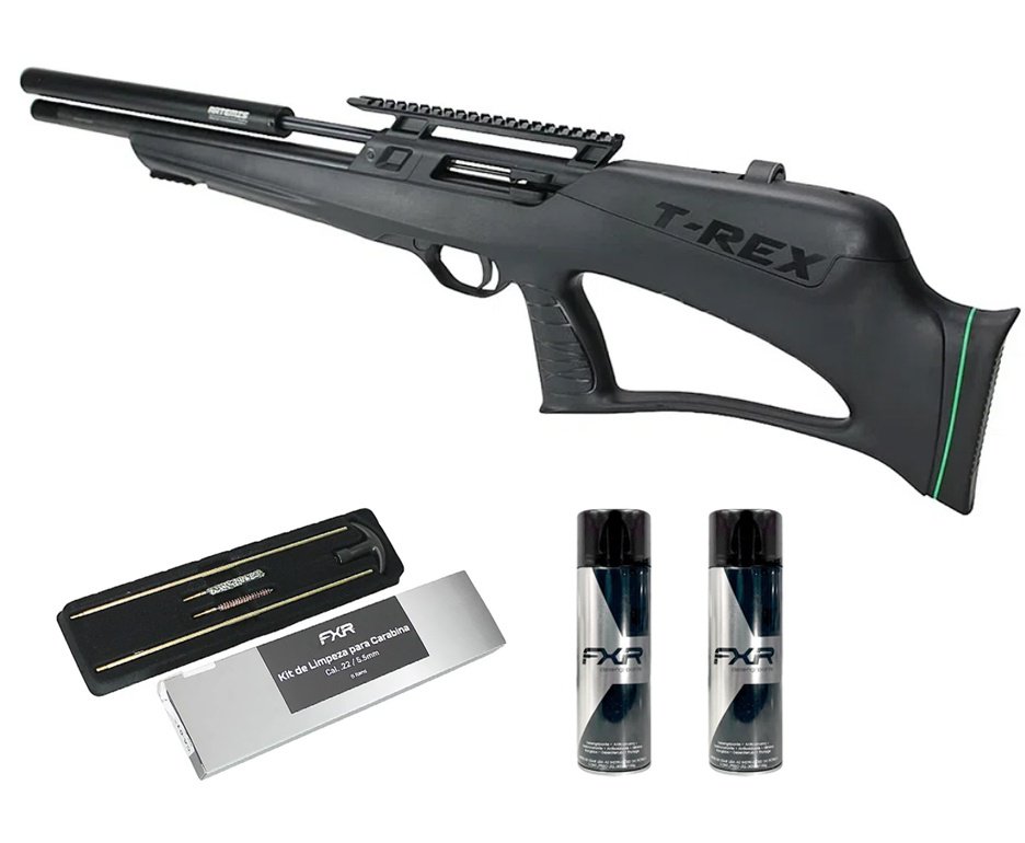 Carabina de Pressão PCP Artemis T-REX Bullpup 5,5mm com Válvula Reguladora - Fixxar + Desengripante / Anticorrosivo + Kit Limpeza