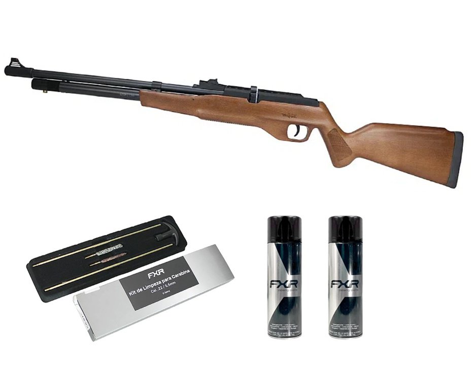 Carabina de Pressão PCP G850M Madeira Cal 5,5mm Nova Vista QGK + Desengripante / Anticorrosivo + Kit Limpeza