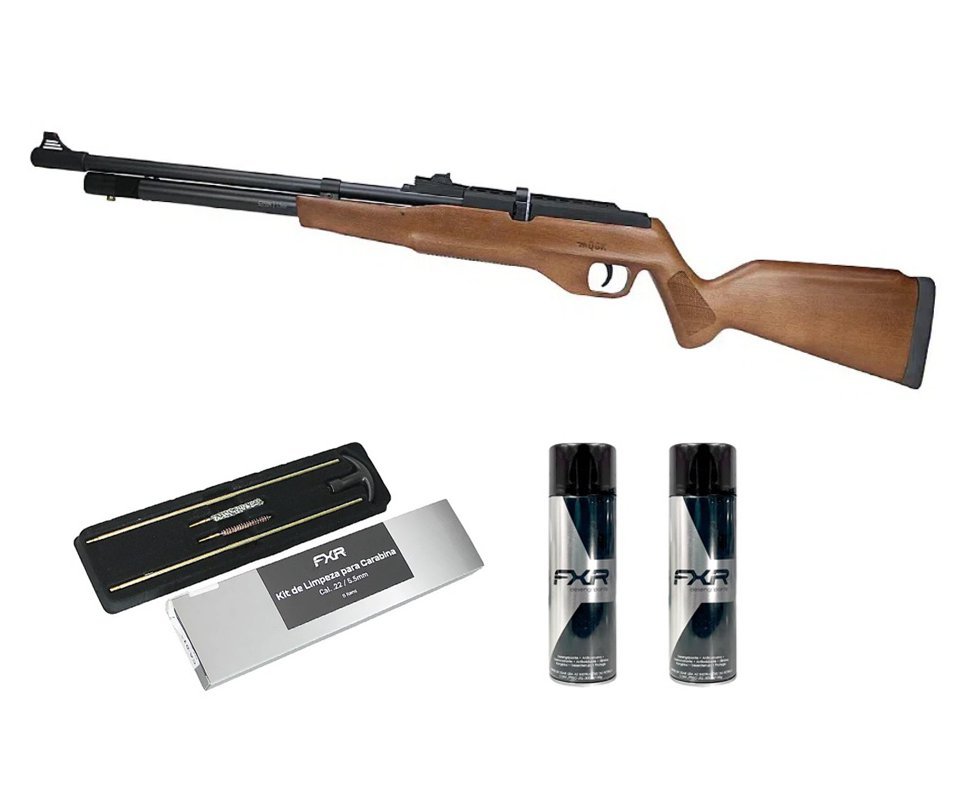 Carabina de Pressão PCP G850M Madeira Cal 5,5mm Nova Vista QGK + Desengripante / Anticorrosivo + Kit Limpeza