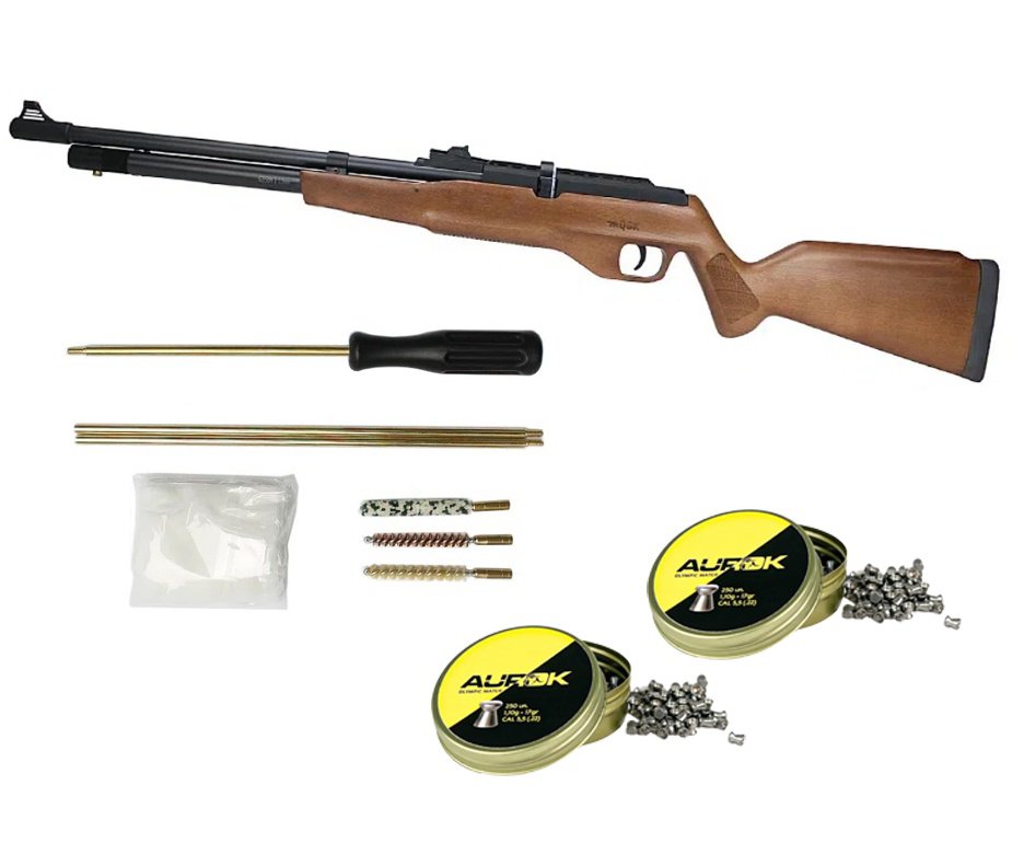 Carabina de Pressão PCP G850M Madeira Cal 5,5mm Nova Vista QGK + Kit Limpeza Aurok + Chumbinho